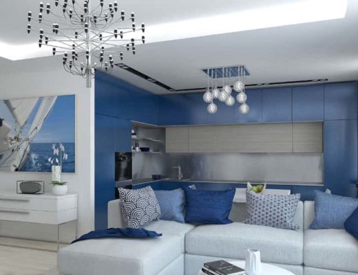 Фото 86 - Красивая гостиная в синих тонах поддчеркивает все достоинства средиземноморского стиля [4]